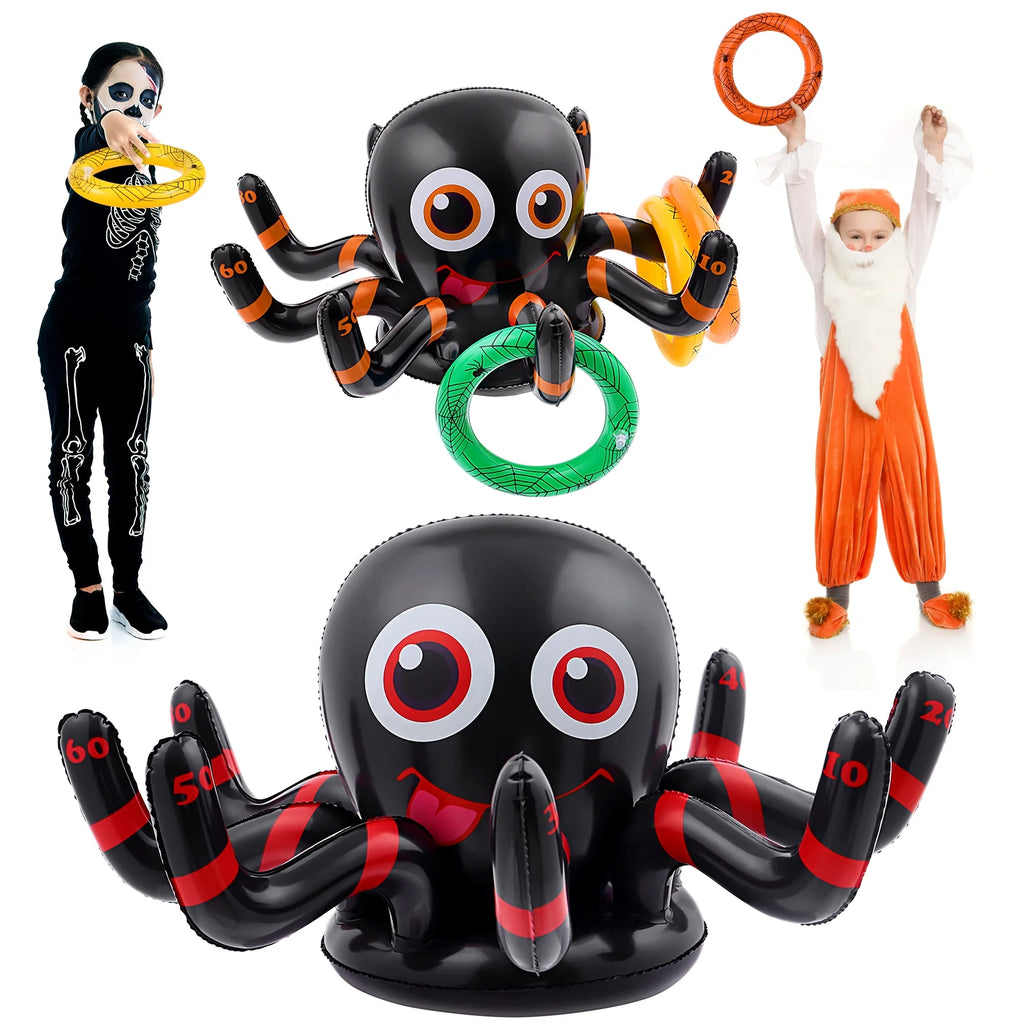 Inflatable Halloween Spider Ring Toss Game Party Supplies with Air Pump A8831