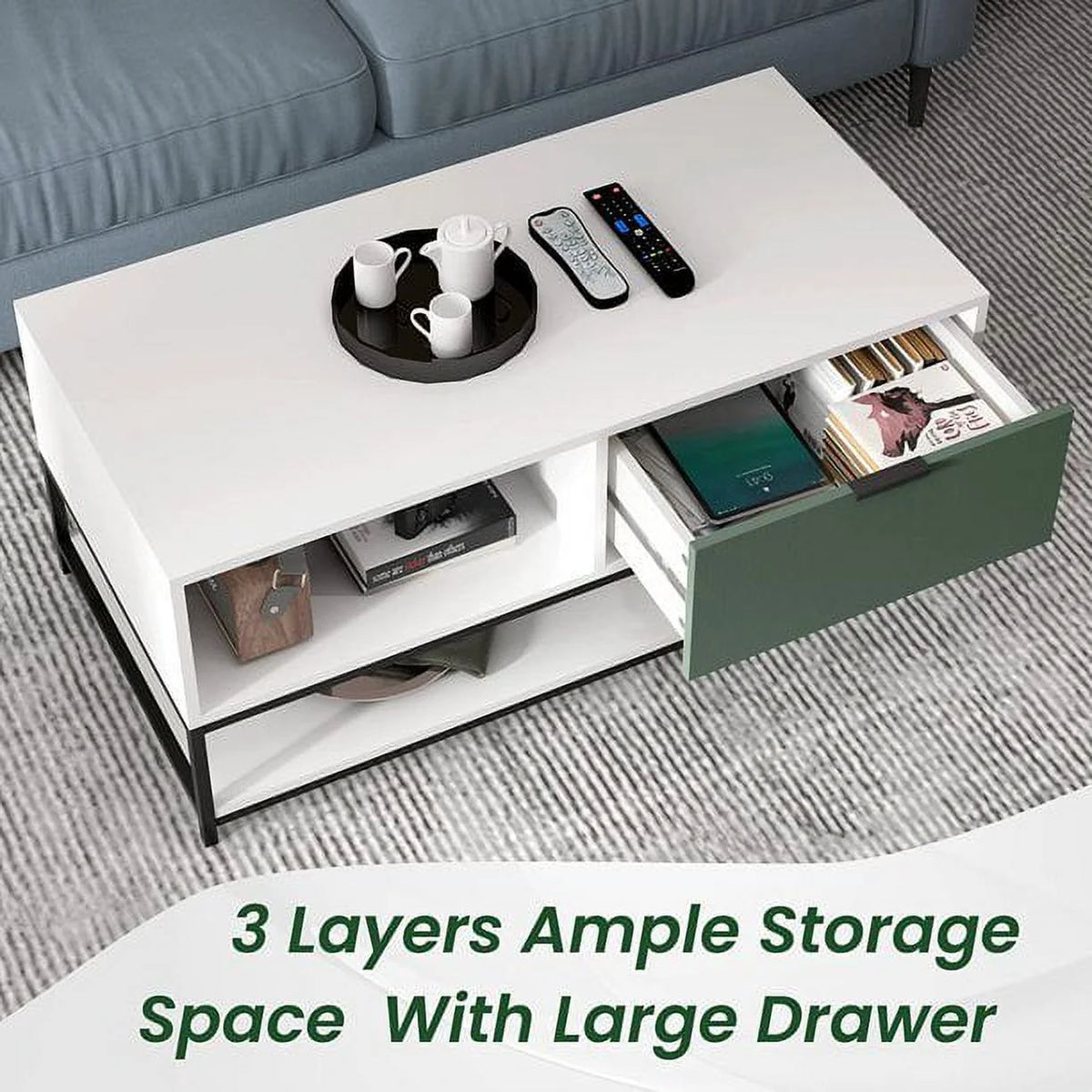 Wood Coffee Table with Steel Frame N604422