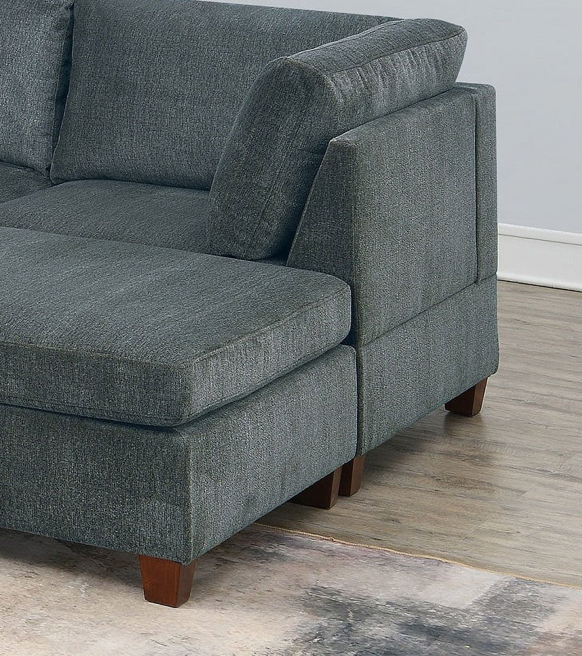 Grey Chenille Fabric Modular Corner Wedge V4014