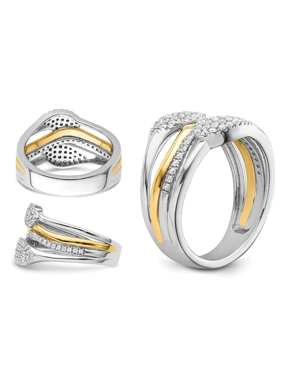 14K White and Yellow Gold Lab-Grown Diamond Ring P9076