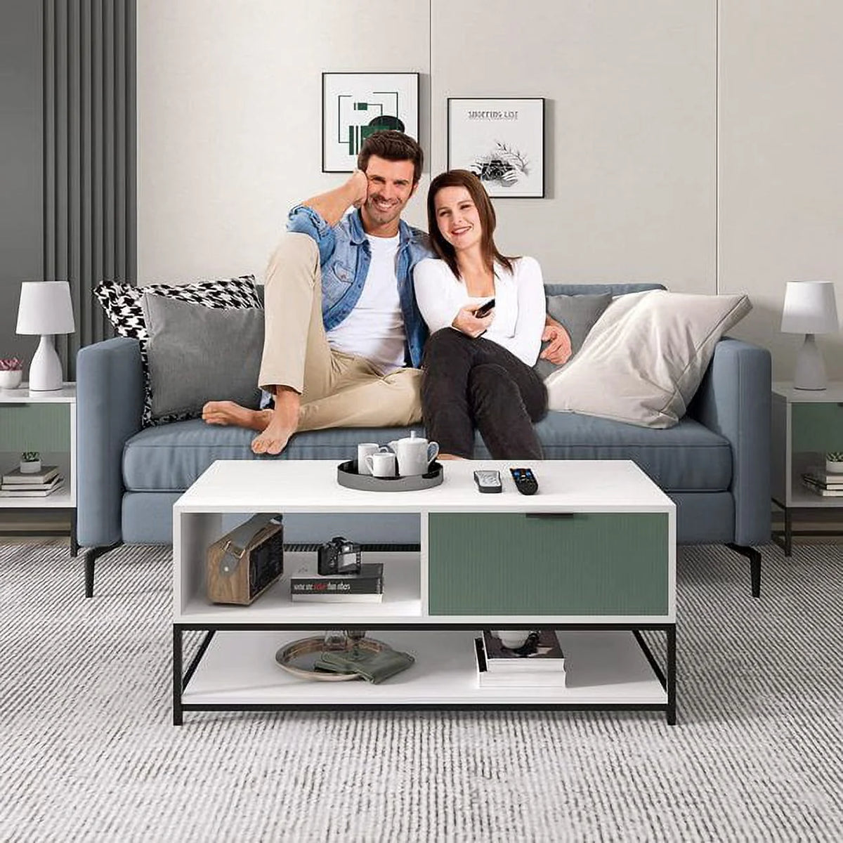 Wood Coffee Table with Steel Frame N604422