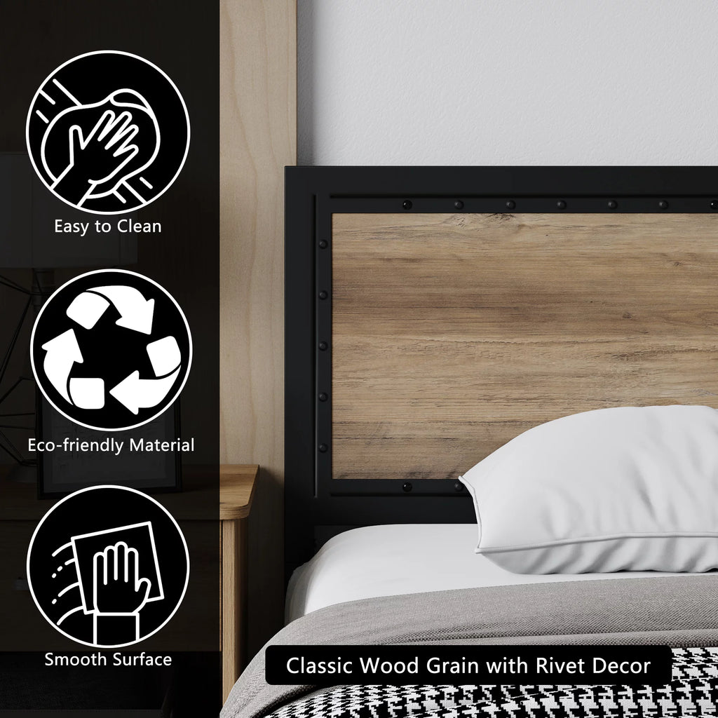 King 4 Drawer Gray Metal Platform Bed with Headboard N297