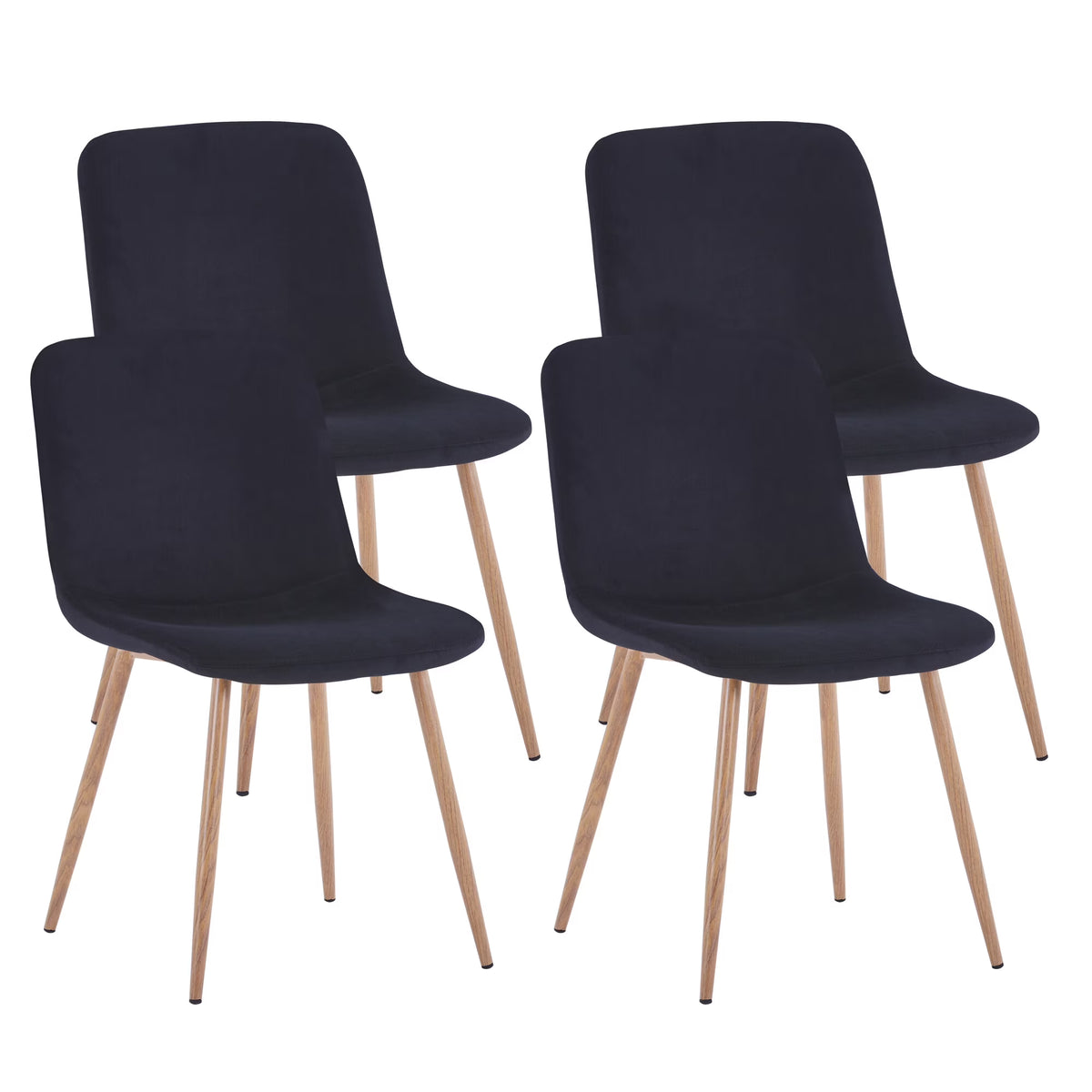 Black Upholstered Dining Chairs Set of 4 with Wood Legs G890