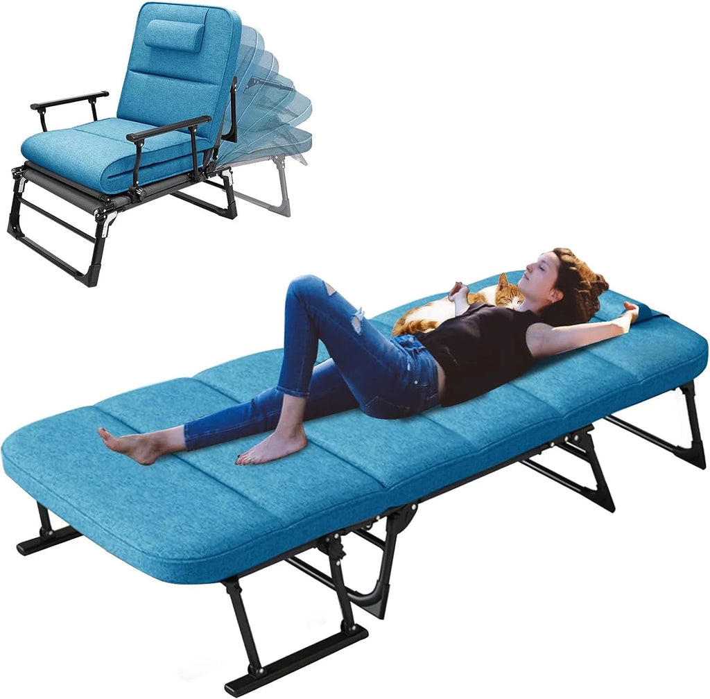 5-Fold Camping Cot with 2-Sided Pad & Pillow P3415
