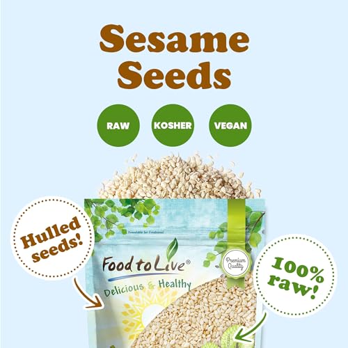 Hulled White Sesame Seeds, 1 Pound, Non-GMO, Kosher, Vegan, Unroasted, Bulk D54540