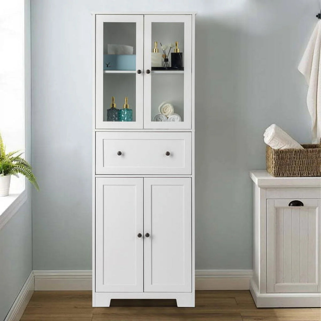 White 4 Doors 1 Pump MDF Bathroom Cabinet U586248