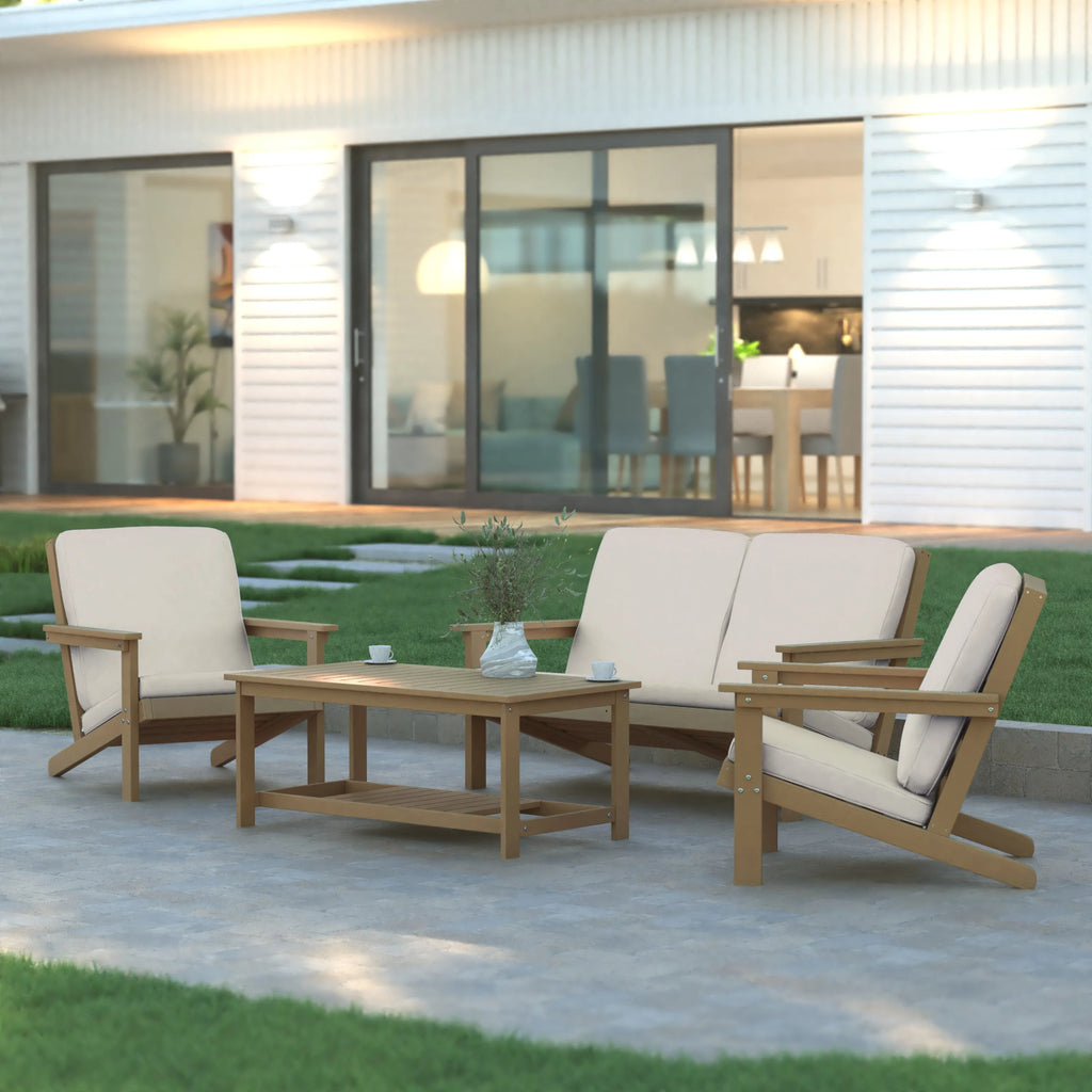 All-Weather Polyresin Adirondack Club Chair with Cushions D8134