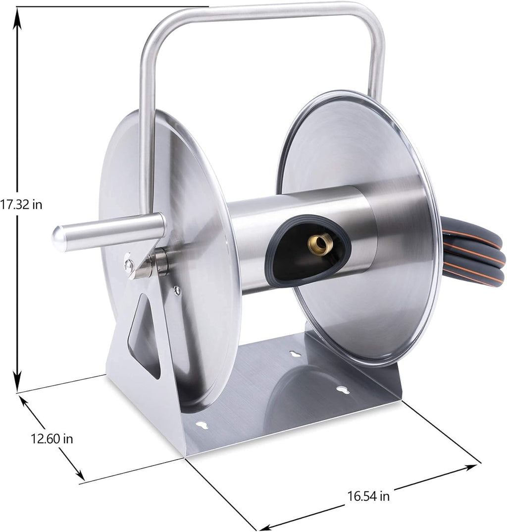 Stainless Steel Hose Reel 80-Feet 5/8 Hose Capacity W637