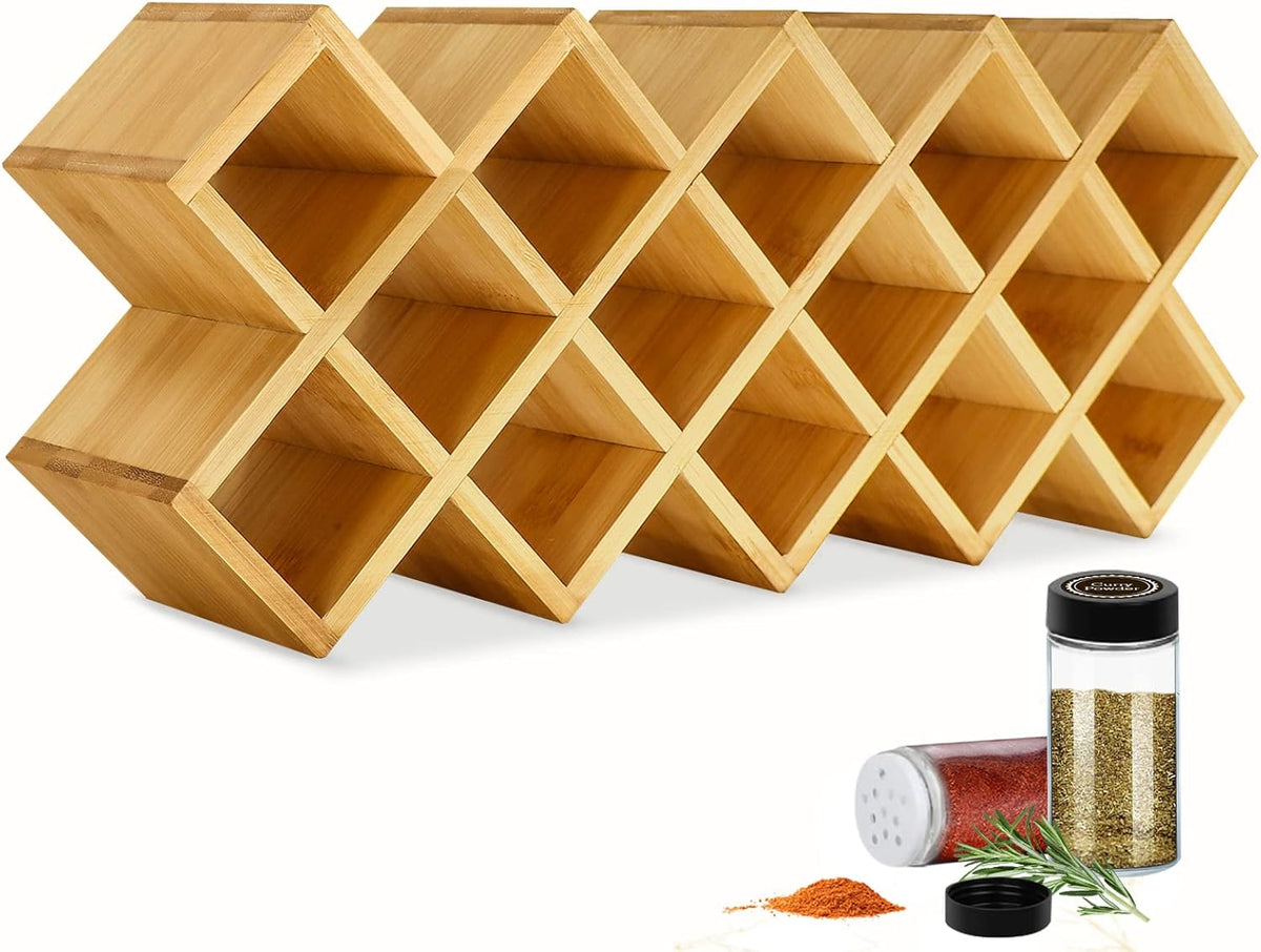 Bamboo 18-Jar Spice Rack Organizer P9506