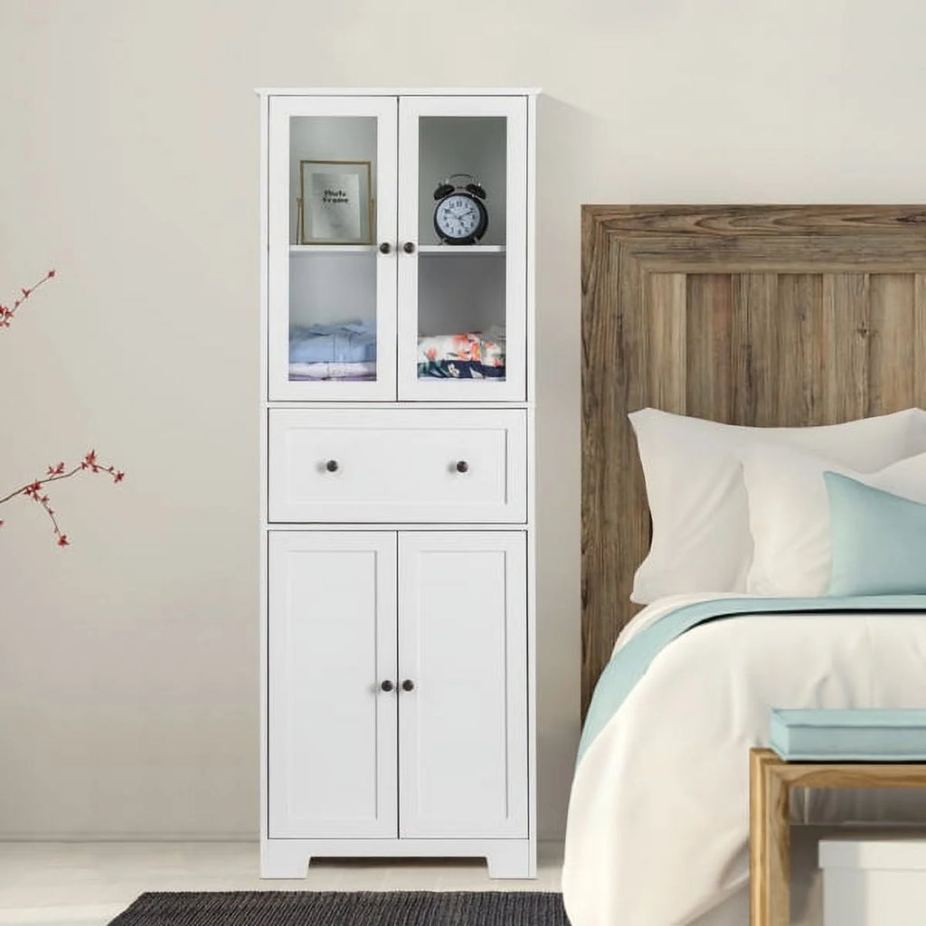 White 4 Doors 1 Pump MDF Bathroom Cabinet U586248
