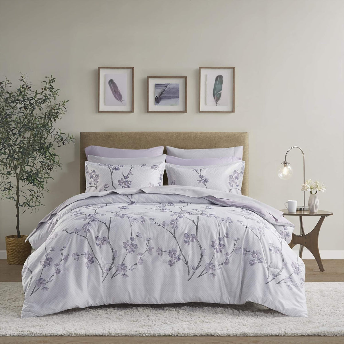 Grey Purple 9 Piece Queen Comforter Set I896168