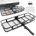 Hitch Mount Folding Cargo Basket with Cargo Net and Anti-rattle Stabilizer, 500 LB Capacity, Fits 2" Receiver R7494