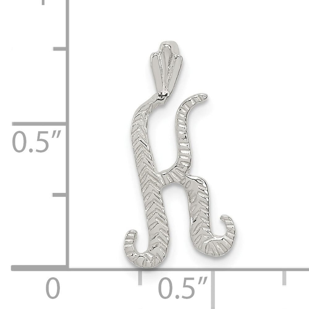 Sterling Silver Polished Textured Letter K Initial Chain Slide Pendant Necklace 18'' V838571