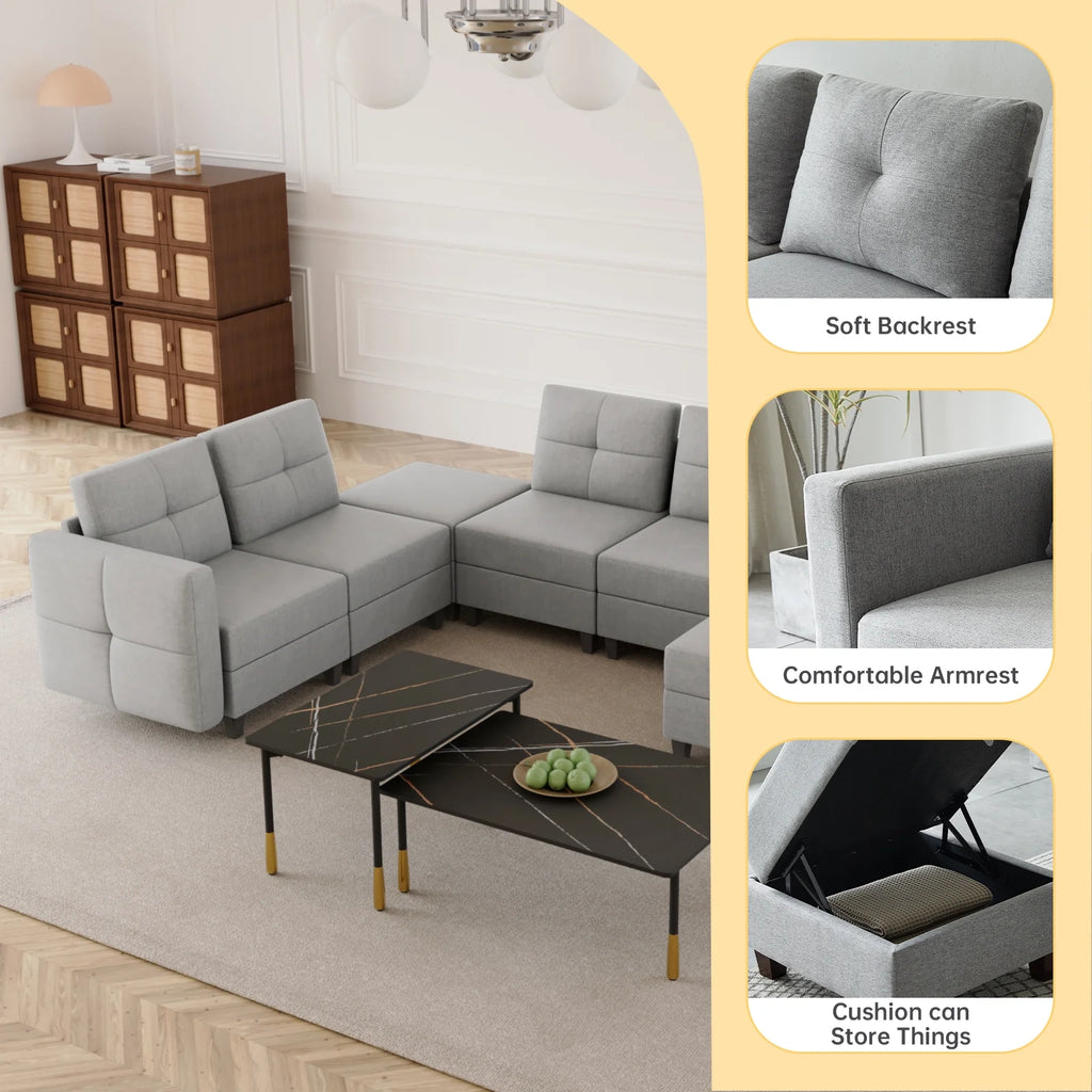 Gray Modular Sectional Sofa with Storage C91623