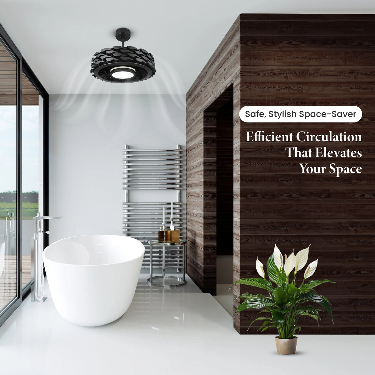 Bladeless Smart Ceiling Fan with Dimmable LED Light J4195