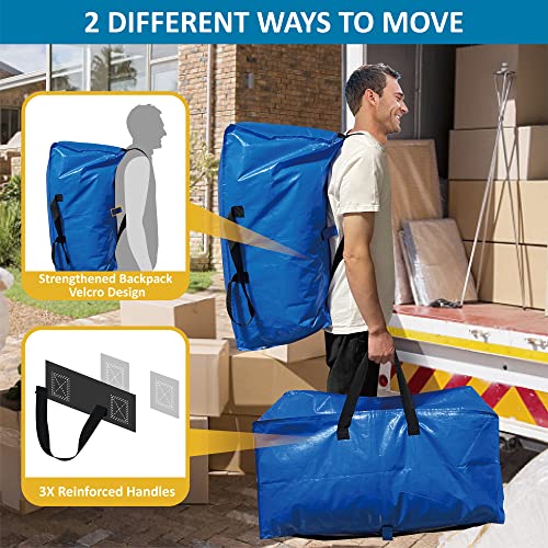 6 Pack Heavy Duty Extra Large Moving Bags with Backpack Straps & Vacuum Storage Bags A43947