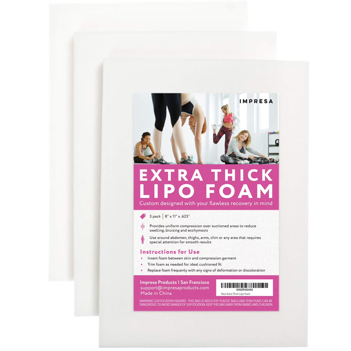 Extra Thick Lipo Foam Post Surgery Ab Board Medical Grade Foam White 3 pack C90441