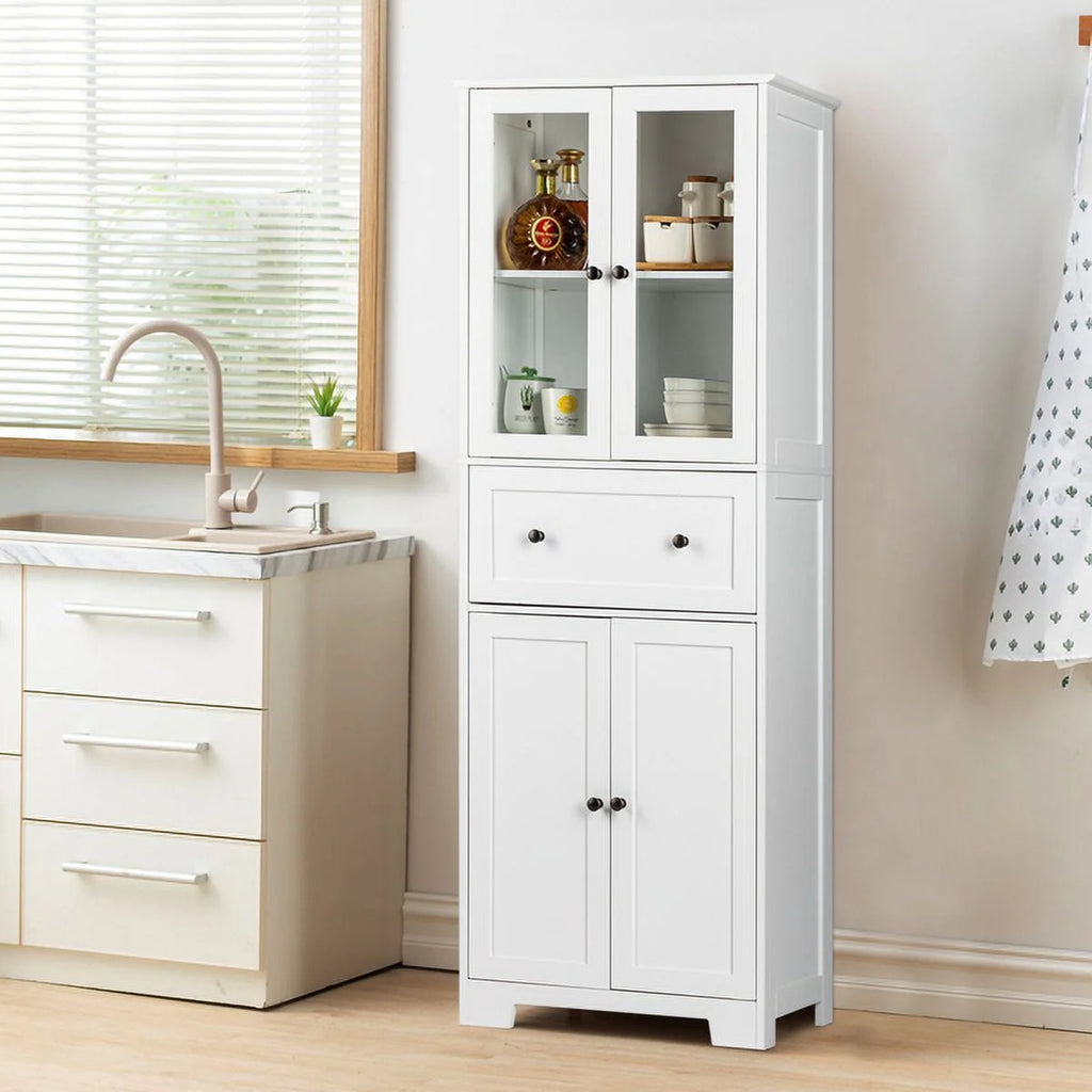 White 4 Doors 1 Pump MDF Bathroom Cabinet U586248