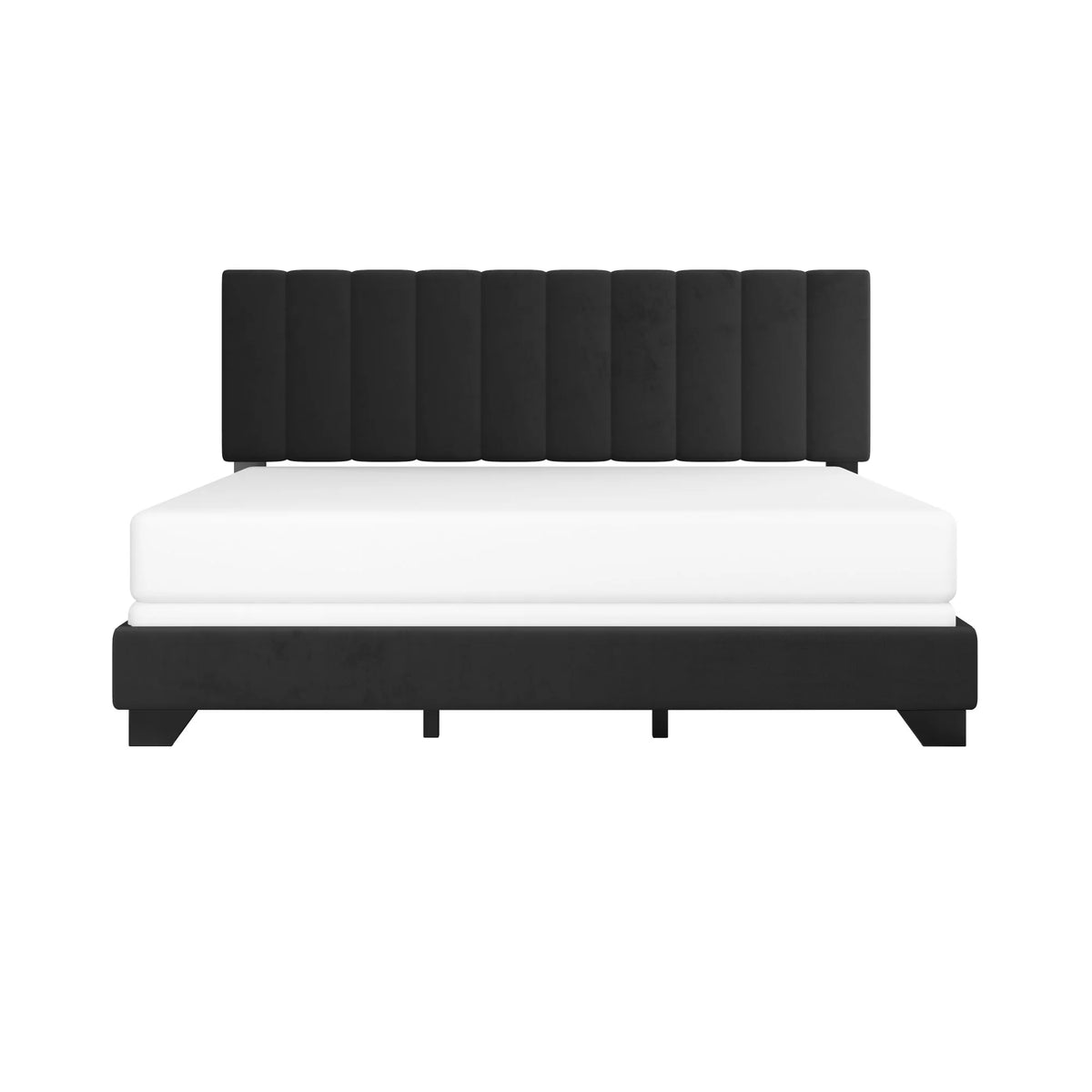 Ivory Channel Stitched Upholstered Queen Bed X80449