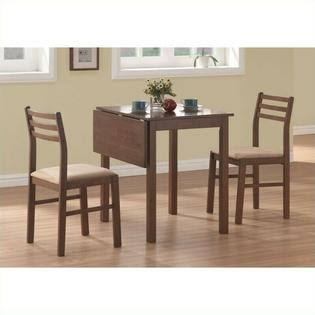 Walnut 3 Piece Solid-Top Drop Leaf Dining Set Z937