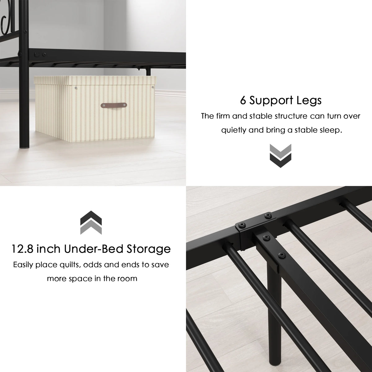 Twin Size Black Metal Platform Bed Frame K6627