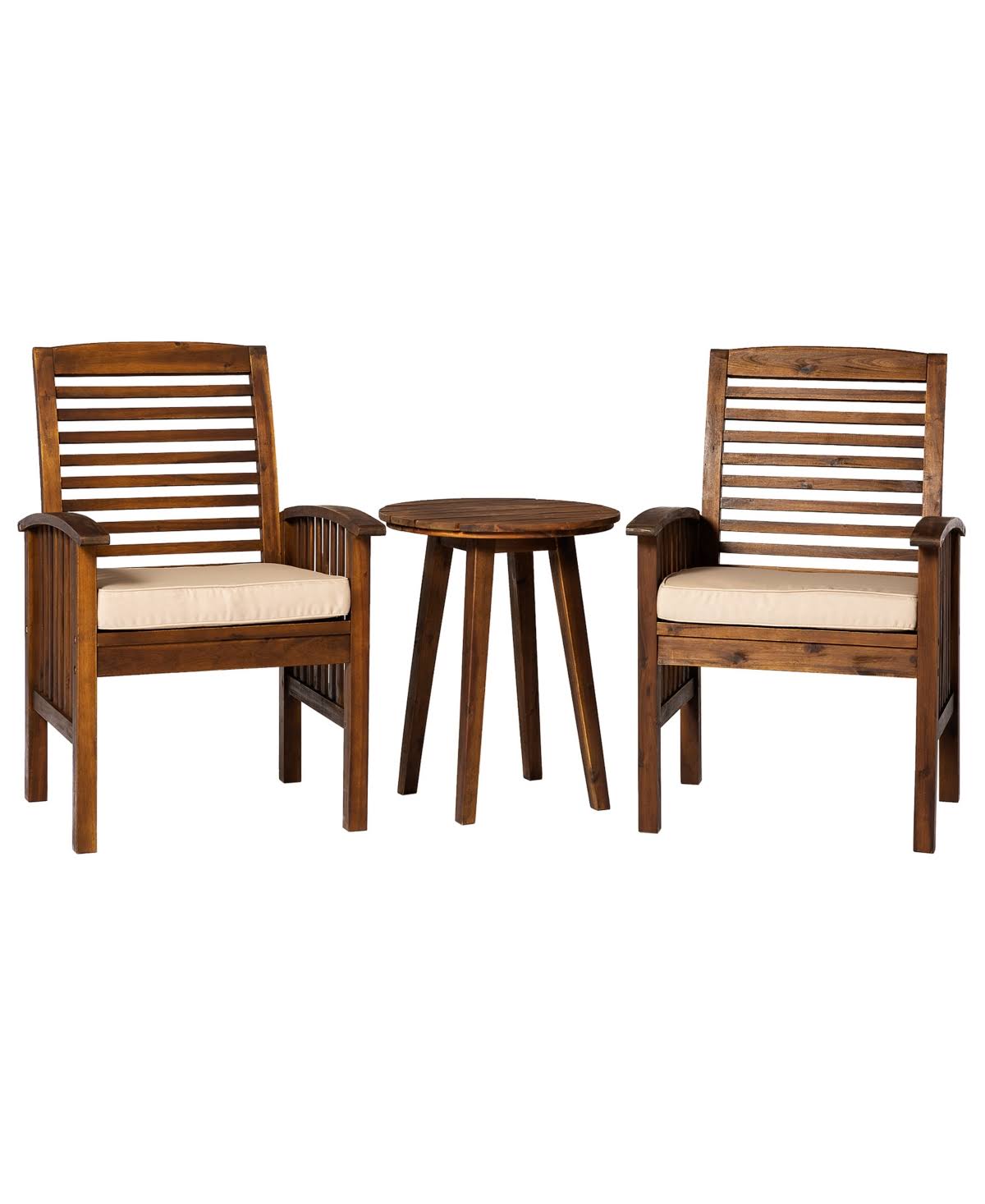 Dark Brown Acacia Wood Conversation Set, 3 Pieces E133167