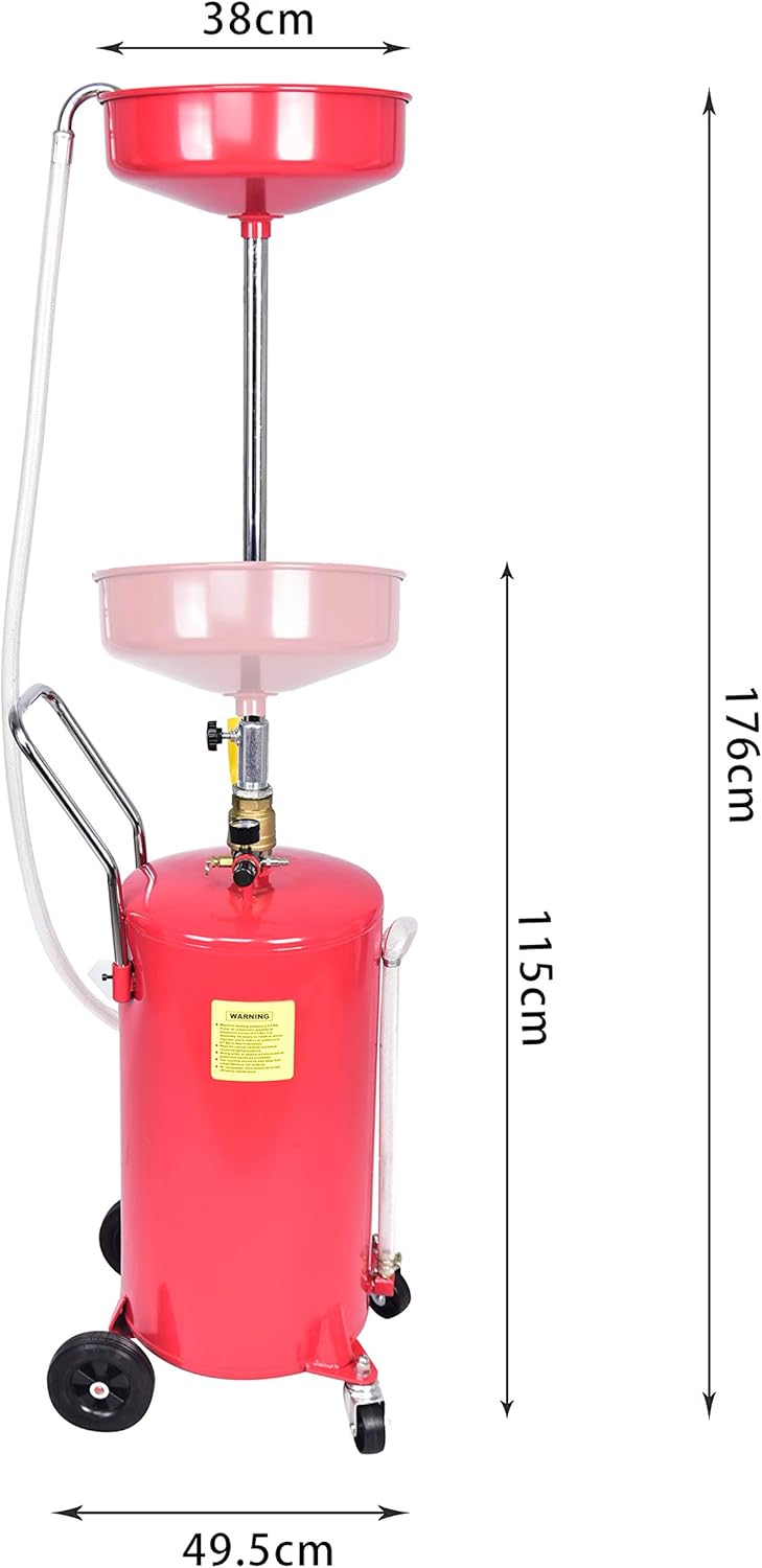 18 Gallon Portable Oil Lift Drain with Oil Pan Funnel D5734