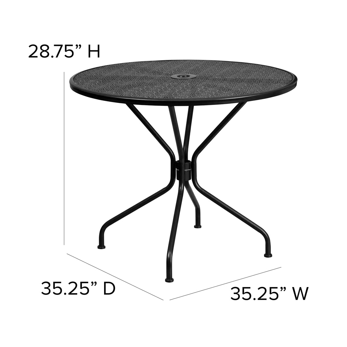 Black Indoor-Outdoor Steel Patio Table Set with 4 Chairs F7264