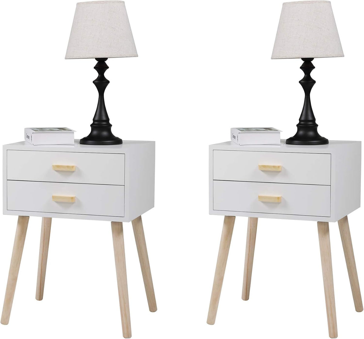 Set of 2 Grey 2 Drawer Wood Nightstand U12241