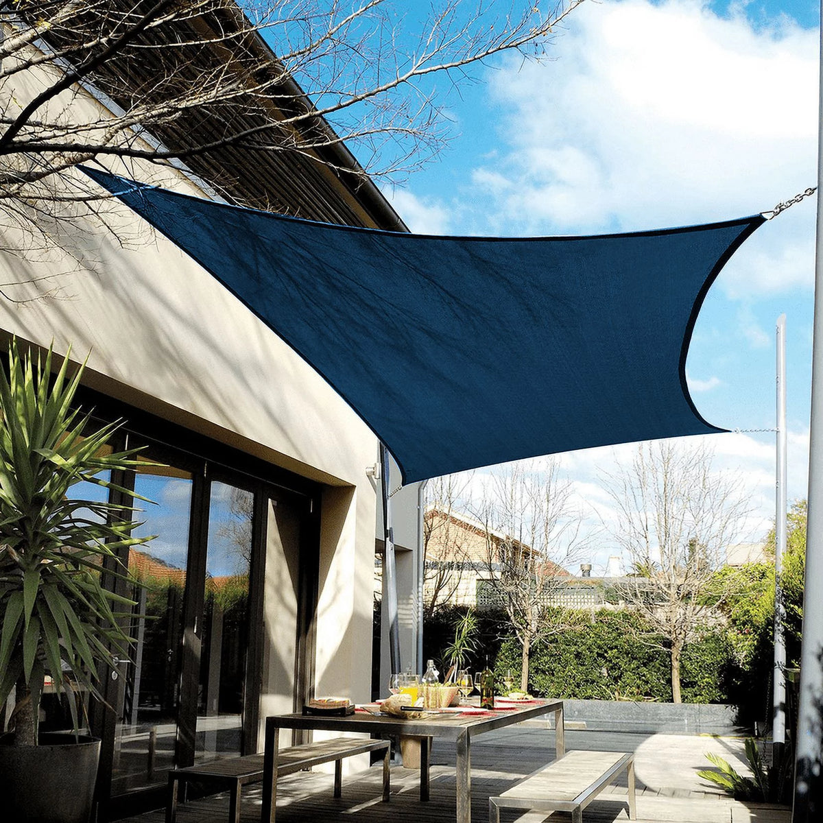 12' Square Sapphire Outdoor Sun Shade Sail J668972