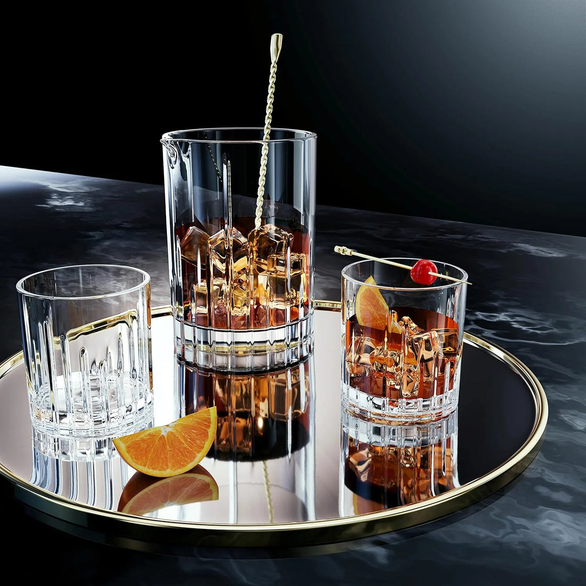 Spinning Crystal Glasses 7 Piece Set with Pitcher K75980