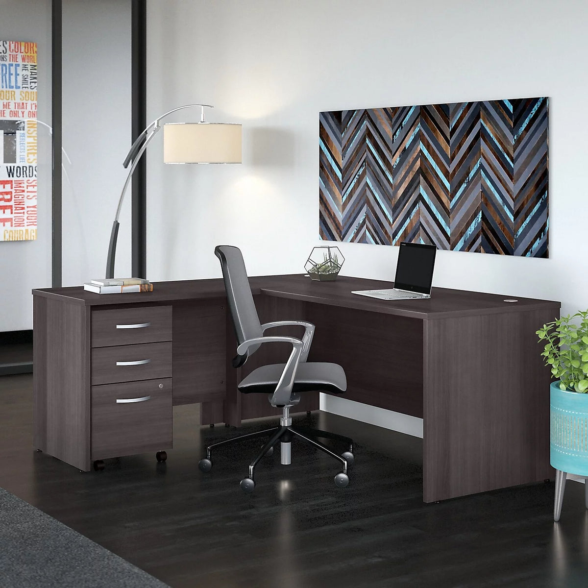 72W L Shaped Desk with Drawers T78053