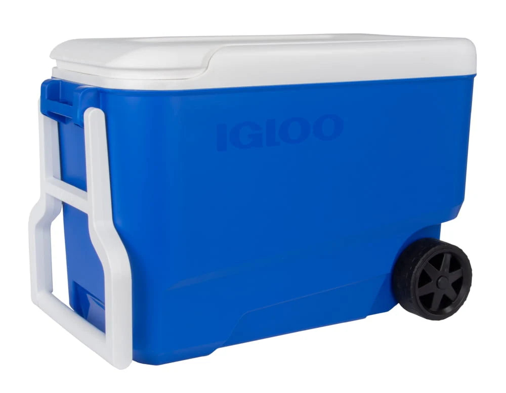 38 QT Blue Hard-Sided Ice Chest Cooler with Wheels X9806