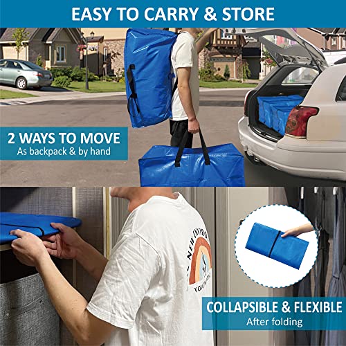 6 Pack Heavy Duty Extra Large Moving Bags with Backpack Straps & Vacuum Storage Bags A43947