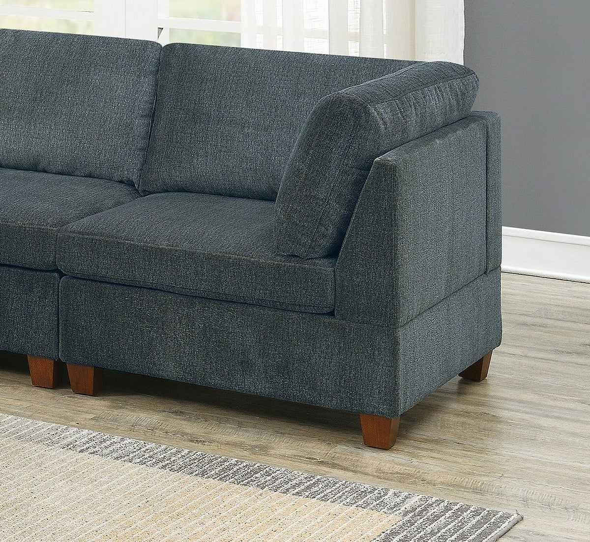 Grey Chenille Fabric Modular Corner Wedge V4014