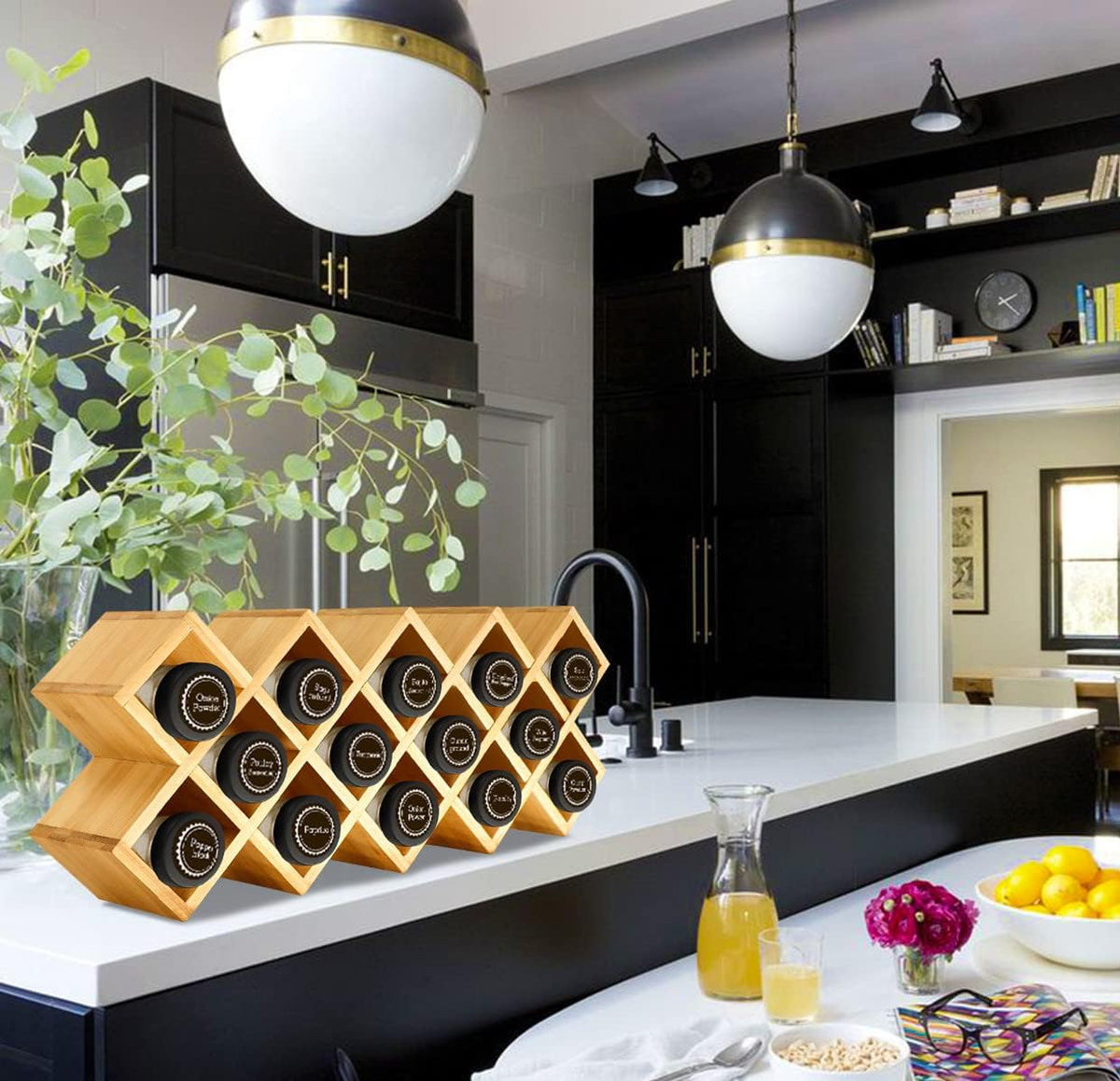 Bamboo 18-Jar Spice Rack Organizer P9506