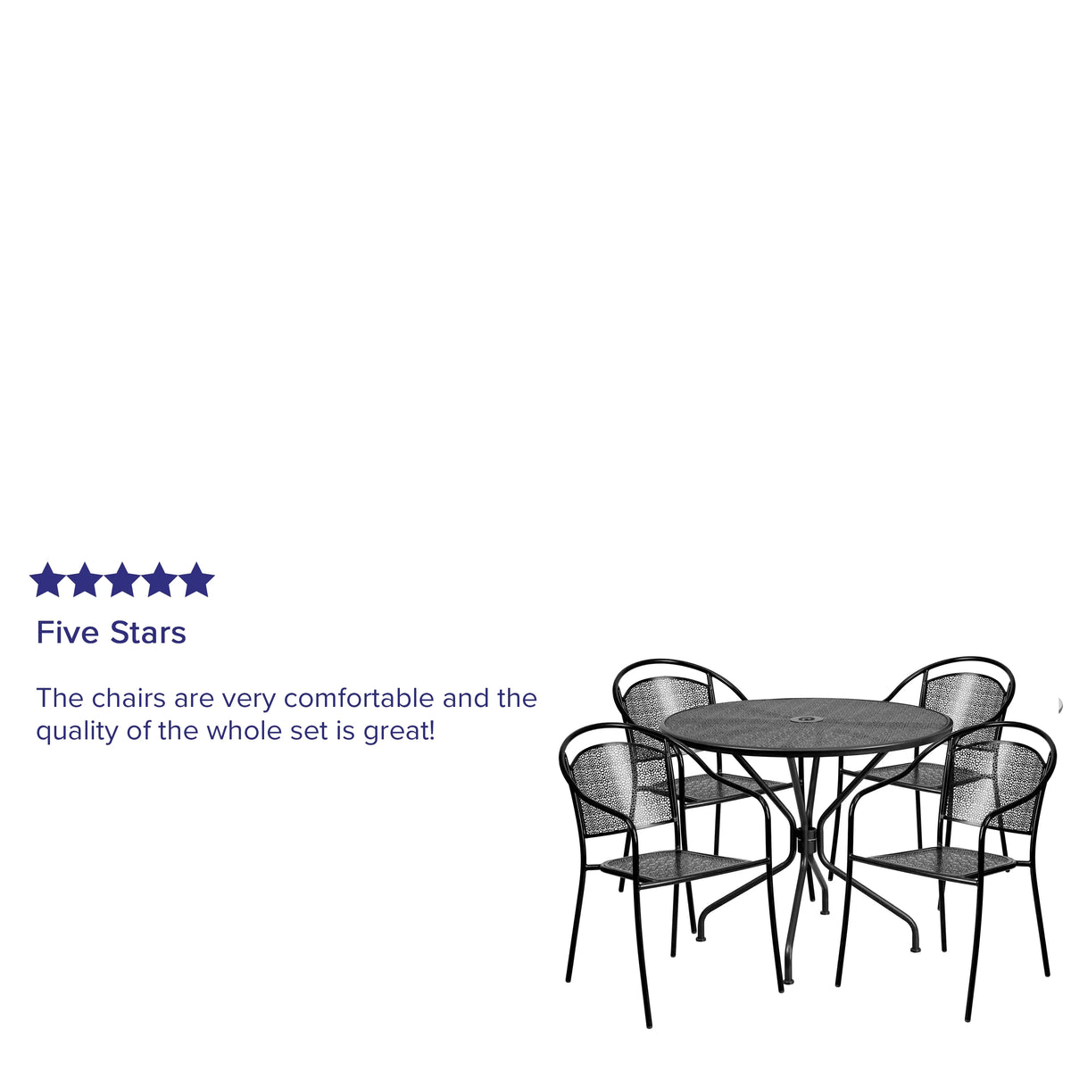 Black Indoor-Outdoor Steel Patio Table Set with 4 Chairs F7264
