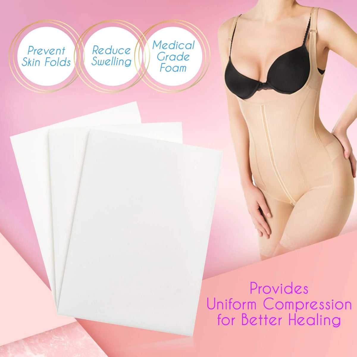 Extra Thick Lipo Foam Post Surgery Ab Board Medical Grade Foam White 3 pack C90441
