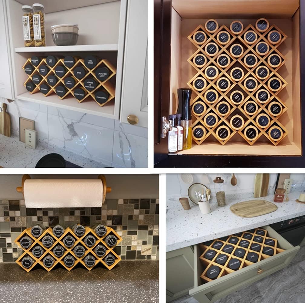 Bamboo 18-Jar Spice Rack Organizer P9506