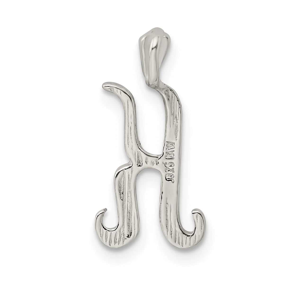 Sterling Silver Polished Textured Letter K Initial Chain Slide Pendant Necklace 18'' V838571