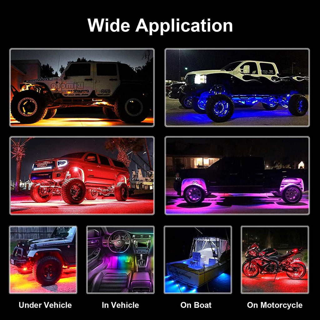8 Pods Multicolor Waterproof LED Rock Lights for Trucks UTV ATV Jeep R87805