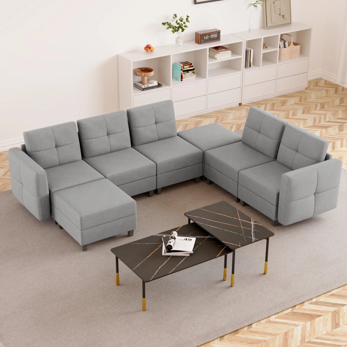 Gray Modular Sectional Sofa with Storage C91623