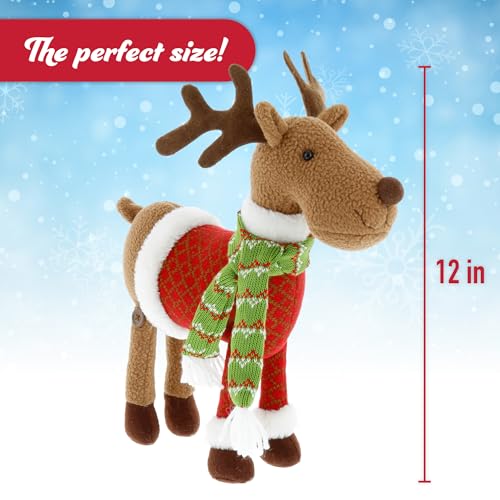 Reindeer Plush 12" Stuffed Animal Doll with Coat and Scarf O130