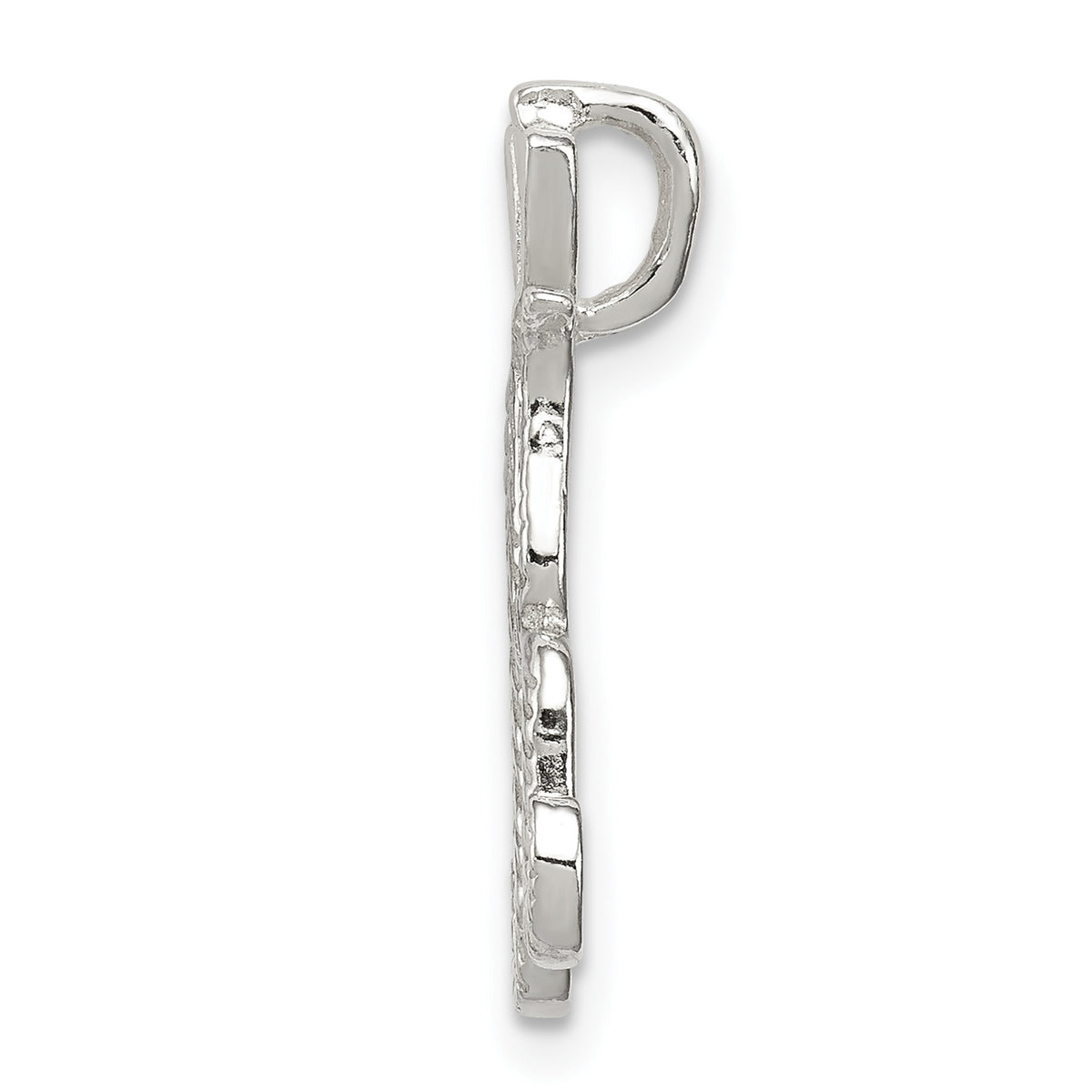 Sterling Silver Polished Textured Letter K Initial Chain Slide Pendant Necklace 18'' V838571