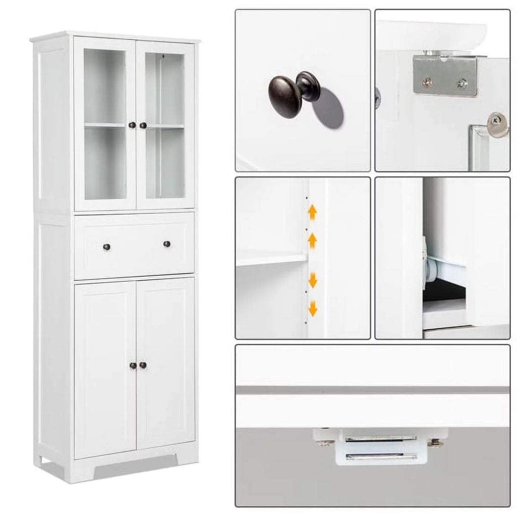 White 4 Doors 1 Pump MDF Bathroom Cabinet U586248