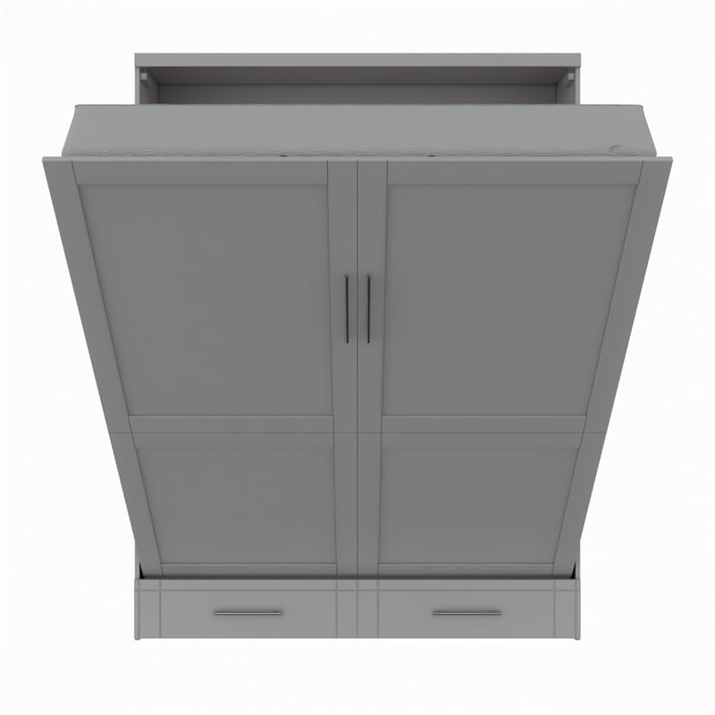 Queen Size Gray Solid Wood Murphy Wall Bed U91868