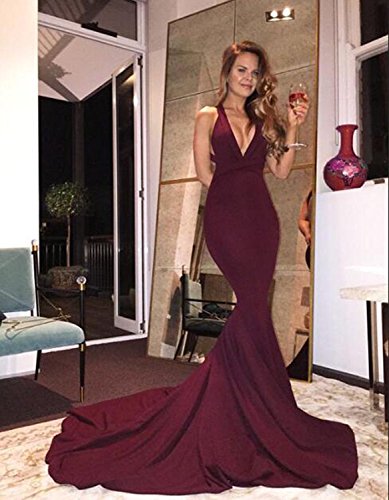 Mermaid V-Neckline Backless Prom Dress Long C281