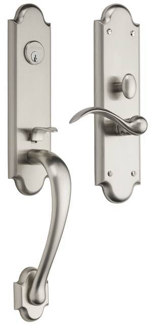 Satin Brass and Black Single Cylinder Mortise Handleset Y141970