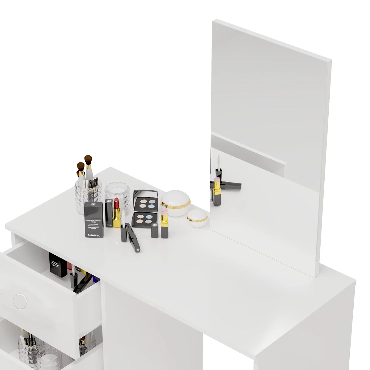 White 3 Drawer Vanity Table with Mirror N3664