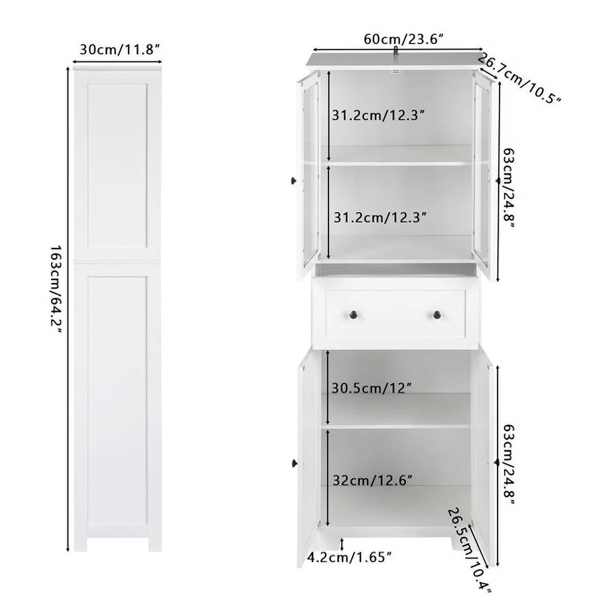 White 4 Doors 1 Pump MDF Bathroom Cabinet U586248